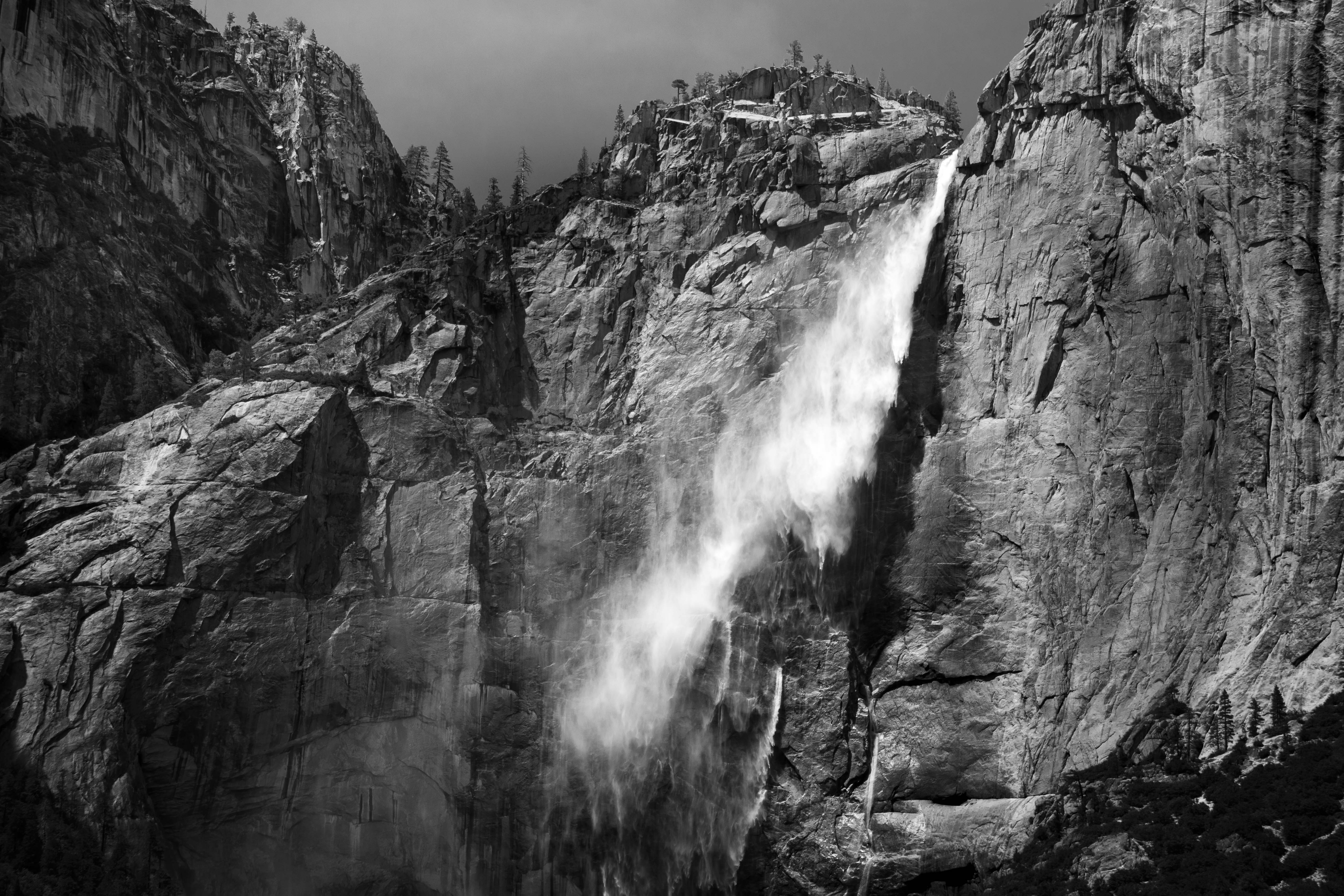 Waterfall cascading down Yosemite granite