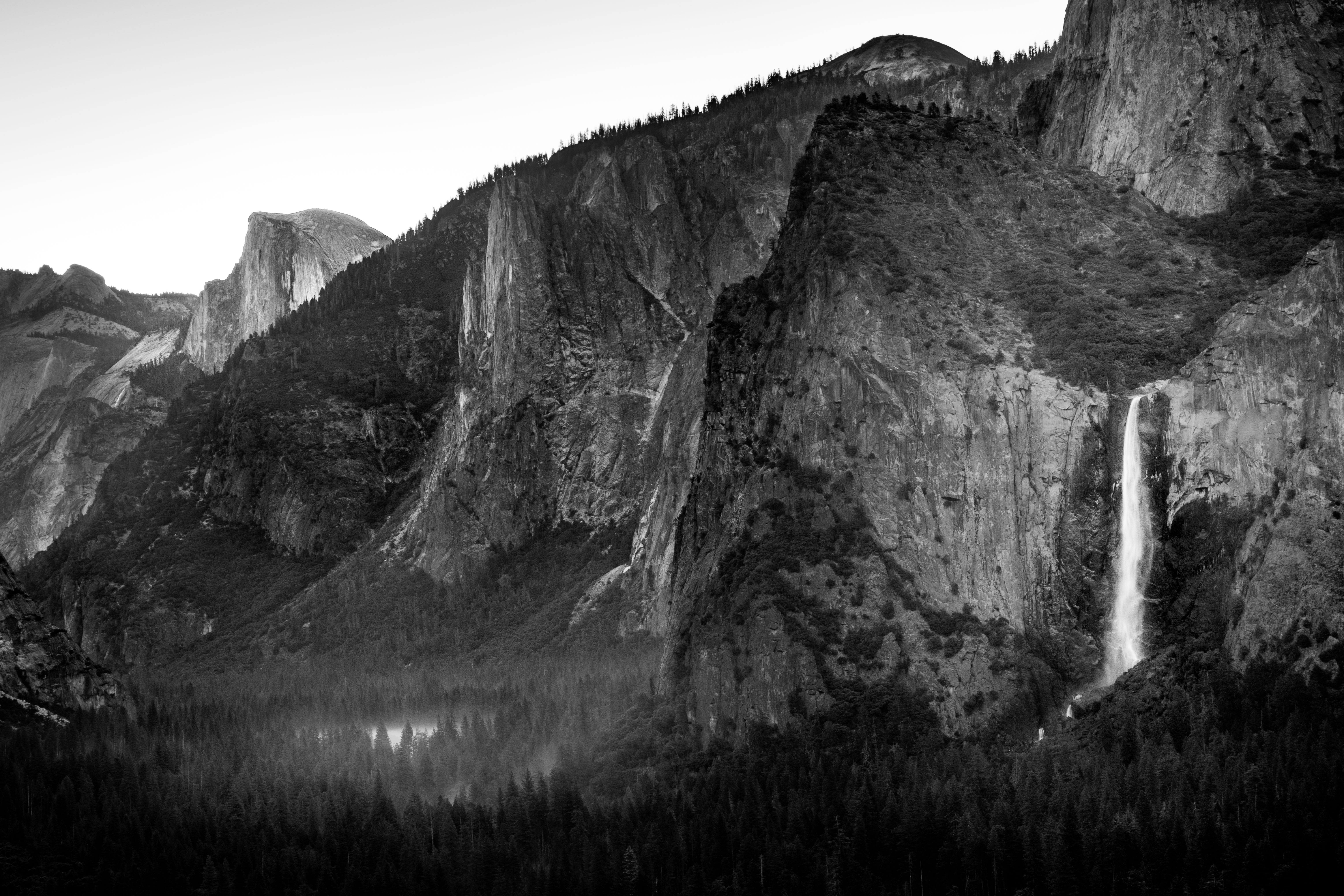 Yosemite Valley panorama with waterfall