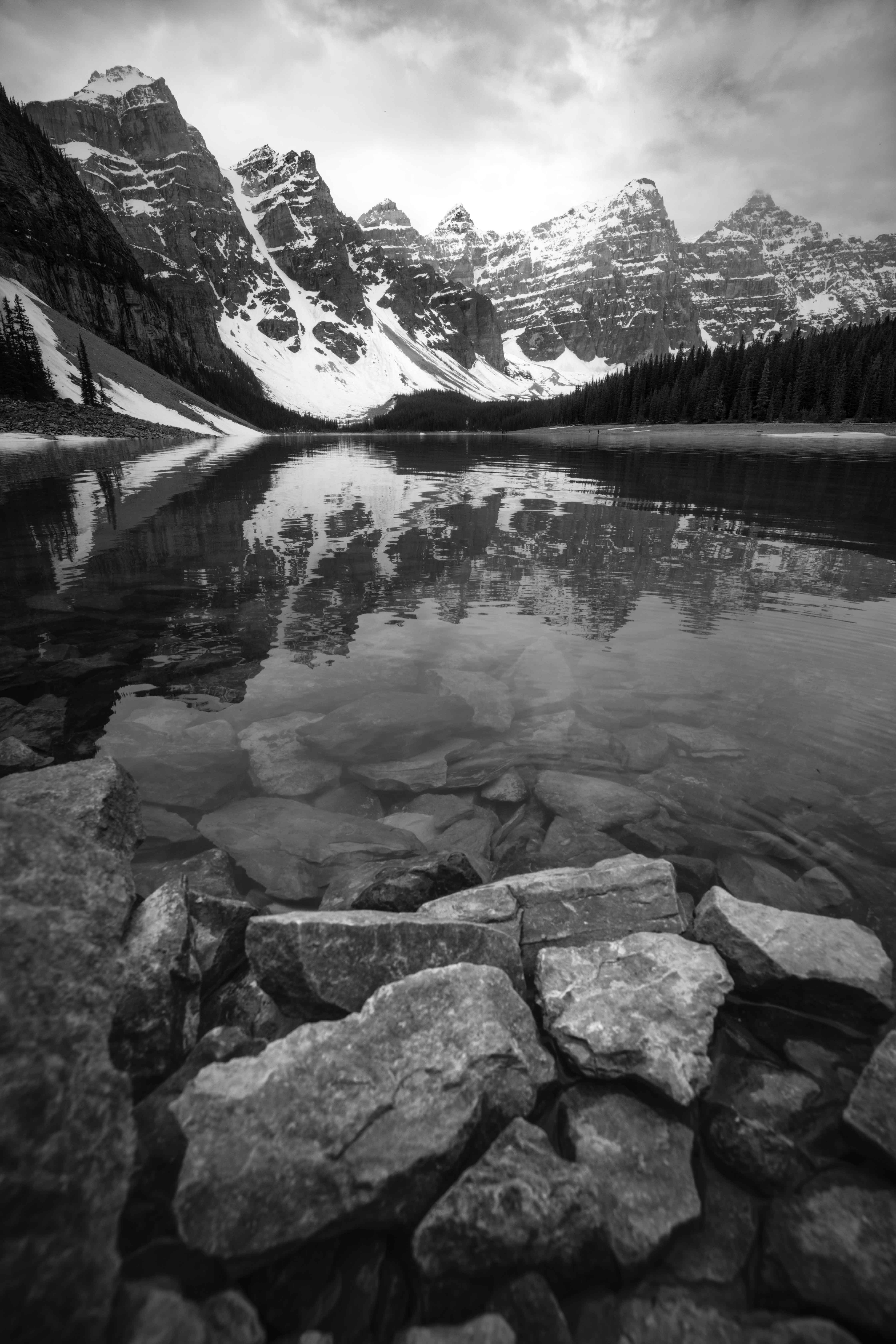 Moraine Lake with mountain reflections